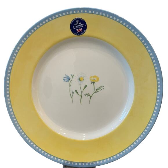Royal Stafford Porcelain Dinner Plates 11in Yellow Spring Floral Set of 4 NEW - Picture 2 of 10